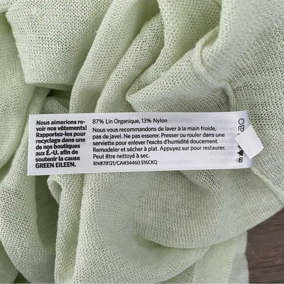 Eileen Fisher NWOTs Light Green Celery Organic Linen Asymetric Knit Top medium - Picture 7 of 7